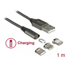 DeLock USB Ladekabel Magnetic 3in1 Lightning/Micro USB-B/USB Type-C 1m