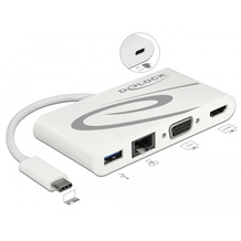 DeLock USB Type-C™ 3.1 Dockingstation HDMI 4K 30 Hz + VGA + LAN + USB PD