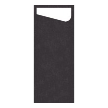 Duni Sacchetto Serviettentasche schwarz, 11,5 x 23 cm, Dunisoft Serviette weiß, 60 Stück