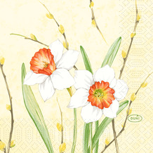 Duni Zelltuchservietten Daffodil Joy 24 x 24 cm 3-lagig 1/4 Falz 50 Stück