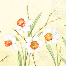 Duni Zelltuchservietten Daffodil Joy 33 x 33 cm 3-lagig 1/4 Falz 50 Stück