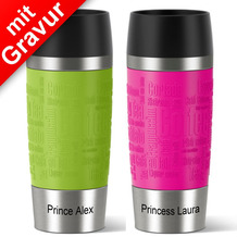 emsa Partnerbecher MIT GRAVUR - UNTEN - (z.B. Princess Laura + Prince Alex) TRAVEL MUG grün + pink 360ml