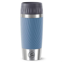 emsa Travel Mug Easy Twist MIT GRAVUR (z.B. Bild/Logo) 0,36L blau wasserblau