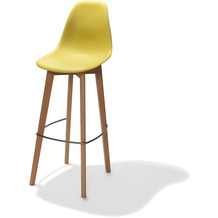 Essentials Keeve Barhocker gelb ohne armlehne, birkenholz gestell und kunststoff sitzfläche, 53x47x119cm (BxTxH)
