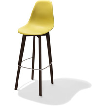 Essentials Keeve Barhocker gelb ohne armlehne, dunkeln birkenholz gestell und kunststoff sitzfläche, 53x47x119cm (BxTxH)