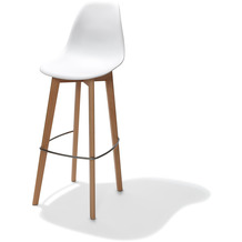 Essentials Keeve Barhocker weiß ohne armlehne, birkenholz gestell und kunststoff sitzfläche, 53x47x119cm (BxTxH)