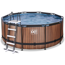 EXIT Wood Pool mit Sandfilterpumpe - braun ø360x122cm