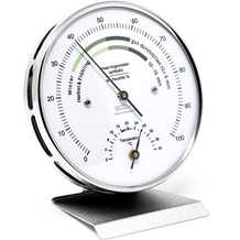 Fischer Messtechnik Wohnklima-Hygrometer mit Thermometer Edelstahlsockel