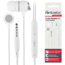 Fontastic Essential Essential In-Ear Stereo-Headset V2 weiß / silber Rufannahme-Taste, Mikrofon, Lautstärkeregler