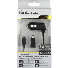 Fontastic Kfz-Ladekabel Nano Connect Micro/USB 2.1A schwarz inklusive MiniUSB Adapter