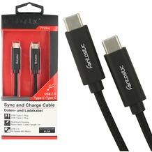 Fontastic Prime Datenkabel Elox USB Type-C > Type-C 2.0 1m schwarz Stecker Alu-Gehäuse Kabel Nylon-Ummantelung