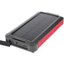 Fontastic Solar Power Bank 10.000mAh integriertes Ladekabel Solarpanel, Taschenlampe, USB-A/Typ-C/8PIN schwarz
