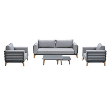 Garden Impressions Carmen Lounge Sofa Set 5-tlg c. schwarz/ grau/ alu teak look