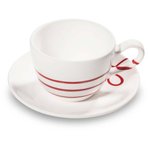 Gmundner Pur Geflammt Rot, Kaffeetasse mit Unterasse Cup 0,2l, 15 cm