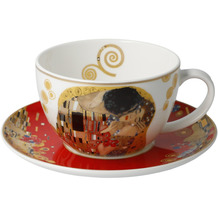 Goebel Tee-/ Cappuccinotasse Gustav Klimt - Der Kuss rot 7,0 cm