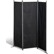 Grasekamp Stellwand 165x170 cm dreiteilig -  schwarz - Paravent Raumteiler Trennwand  Sichtschutz Schwarz