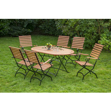 Hertie Garten Gartenmöbelset Essgruppe Schlossgarten Set 6 Personen, hoher Sessel & ovaler Tisch