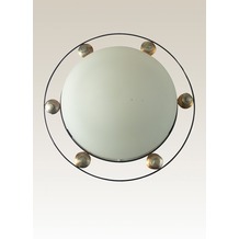 Holländer Deckenleuchte 2-flg. SNAIL THREE Eisen braun-gold-silber - Glas weiß opal