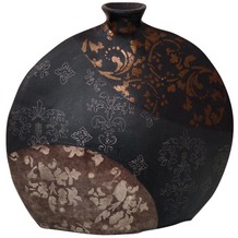 Holländer Dekovase MARY OVAL KLEIN Keramik schwarz-bronze-silber