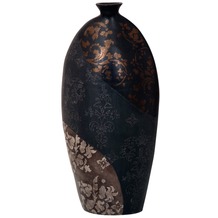 Holländer Dekovase MARY OVAL MITTEL Keramik schwarz-bronze-silber