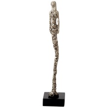Holländer Figur CASTITA KLEIN Aluminium anthrazit-silber - Fuß aus Holz schwarz