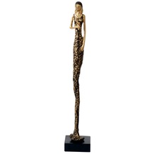 Holländer Figur ESPLOSIVITA DUE Aluminium gold-bronze - Fuß aus Holz schwarz