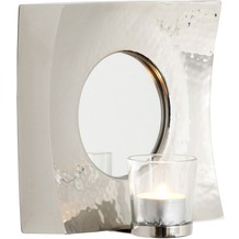 Holländer Spiegelwindlicht BASILICO Aluminium silber - Spiegelglas - Glas für Teelicht abnehmbar