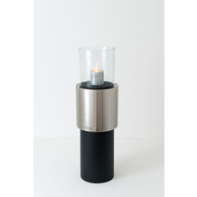 Holländer Windlicht BATTERIA MEDIUM Aluminium silber-schwarz klares Glas