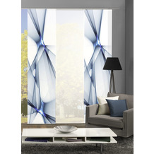 Home Wohnideen KINGFIELD 3er SET Schiebevorhang aus Dekostoff digitalbedruckt blau 245x60 cm