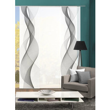 Home Wohnideen OPALIA 3er SET Schiebevorhang aus Dekostoff digitalbedruckt grau 245x60 cm