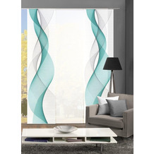 Home Wohnideen OPALIA 3er SET Schiebevorhang aus Dekostoff digitalbedruckt türkis 245x60 cm