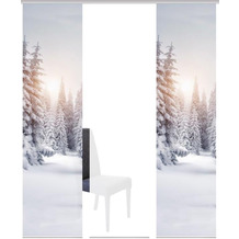 Home Wohnideen WINTERSONNE 3er SET Schiebevorhang aus Dekostoff digitalbedruckt weiß 245x60 cm