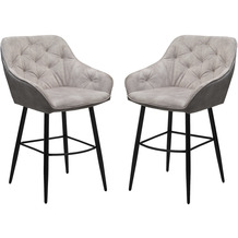 HSM Collection Barstool Liverpool set of 2 - 56x61x97 - Beige/black - Velours/metal