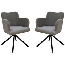 HSM Collection Dining chair Bella - Set of 2 - 56x60x82 - Light grey/black - Fabric/metal