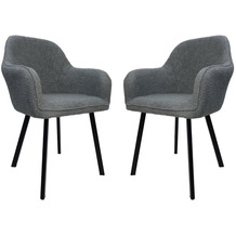 HSM Collection Dining chair Demi - Light grey/black - Teddy/metal - Set of 2