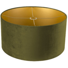 HSM Collection Runder Lampenschirm - 25x25x18 - Olivgrün/Gold - Samt