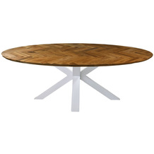 HSM Collection Table Fishbone Oval - 180x100x76 - Natural/white - Oak/metal