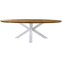 HSM Collection Table Fishbone Oval - 240x110x76 - Natural/white - Oak/metal