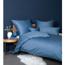 Janine Bettwäsche-Garnitur Colors Mako-Satin jeansblau 135x200, 80x80