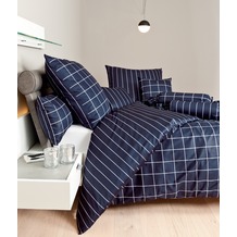 Janine Bettwäsche Mako-Satin modernclassic nachtschattenblau Standard Bettbezug 135x200, Kissenbezug 80x80cm