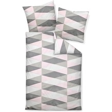 Janine Mako-Satin J. D. rosa taupe grau Standard Bettbezug 135x200, Kissenbezug 80x80cm