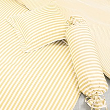 Janine Mako-Satin modernclassic gelb gestreift Kissenbezug Klein 40x40cm