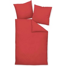 Janine Mako-Soft-Seersucker, uni Piano rot Standard Bettbezug 135x200, Kissenbezug 80x80cm