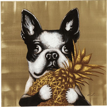 Kare Design Bild Touched Dog with Pineapple 80x80c