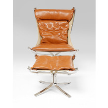 Kare Design Sessel + Hocker Washington Braun