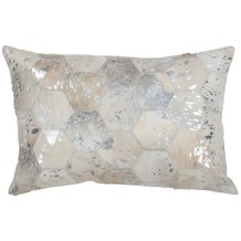 Kayoom Lederkissen Spark Pillow 210 Grau / Silber 40 x 60 cm