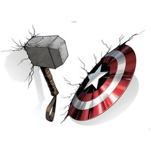 Komar Marvel Deco-Sticker "Avengers Hammer & Shield" 100 x 70 cm