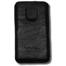 Konkis Echtleder-Etui für iPhone 5/5S/SE, washed schwarz
