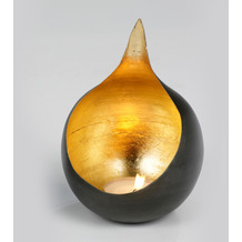 Lambert Caldera Windlicht, groß schwarz/gold Ø 14 cm