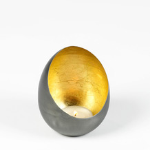 Lambert Casati Windlicht, klein naturgrau/gold